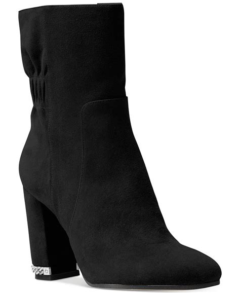 michael michael kors dolores suede booties|Michael Kors adjustable buckle boots.